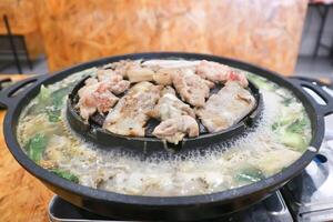 grilled pork in the oven, Thai food and Korean food photo