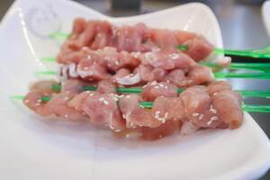 raw pork or sliced pork or meat for cook raw pork or sliced pork or meat for cook or shabu shabu photo