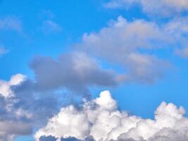 White fluffy clouds in the deep blue sky. Heaven background photo