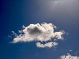 Cumulus clouds in the sky. Fluffy cloud shapes photo