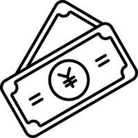 Chinese money outline illustration vector