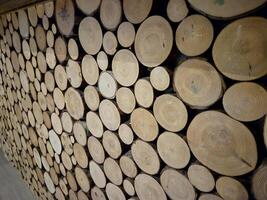 Wooden logs close view background photo