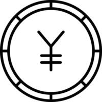 Yuan coin outline illustration vector