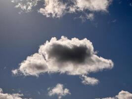 Cumulus clouds in the sky. Fluffy cloud shapes photo