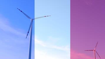 Wind Energie Bauernhof gegen das Hintergrund von das Frankreich Flagge video