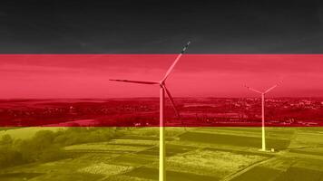 Wind energy farm against the background of the Germany flag video