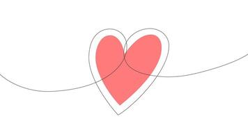 Heart. Continuous one line art minimalistic drawing on a white background. vector