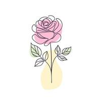 Rose. Continuous one line art drawing. Black lines on a white background. vector