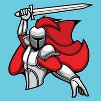 Crusader Templar Knight in Metal Armour with Sword vector