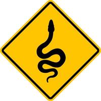 Snake sign. Snake warning sign. Snake danger sign. Rhomb road sign. Yellow diamond road sign with a poisonous snake icon inside. Risk of snake bite. Carefully snake. Snake poison. vector