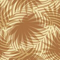 Seamless pattern with hand drawn tropical palm leaves on beige background. vector