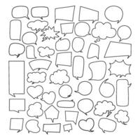 Speech Bubbles, Chat Boxes, Message Balloons Doodles Collection. Isolated Hand-Drawn Empty Outlines vector