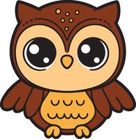 Owl 2D cartoon character clipart for children's book vector