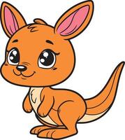 Kangaroo 2D cartoon character clipart for children's book vector