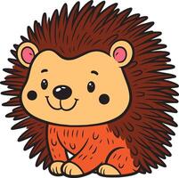 porcupine 2D cartoon character clipart for children's book vector