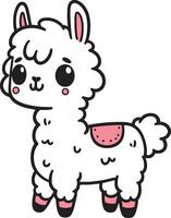 llama 2D cartoon character clipart for children's book vector