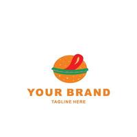 logo illustration of a burger with a popping tongue vector