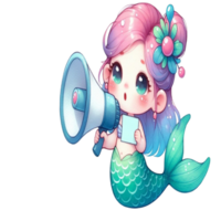 aigenerated mermaids holding a megaphone png