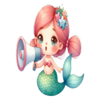 aigenerated mermaids holding a megaphone png