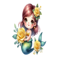 aigenerated mermaids with flowers png