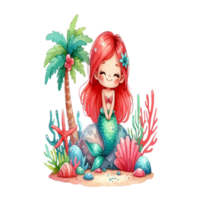 aigenerated mermaid on coconut tree png