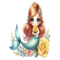 aigenerated mermaids with flowers png