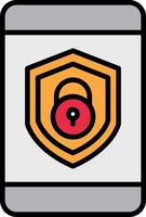 Security mobile Lock Line Filled Icon vector