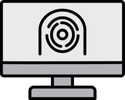 Security Computer Faceprint Line Filled Icon vector