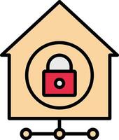 Home Network Security Line Filled Icon vector