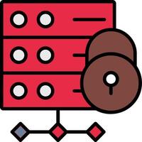 Server Secure Line Filled Icon vector