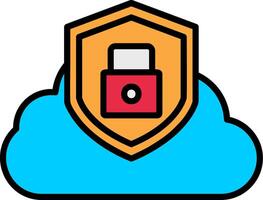 Cloud Security Line Filled Icon vector