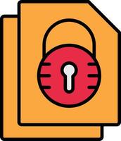 Security File Lock Line Filled Icon vector