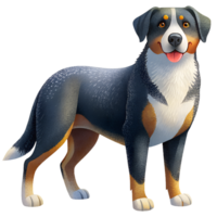 , Greater Swiss Mountain Dog is acting mischievous. isolated on transparent background png