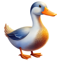 , cute Duck comic style isolated on transparent background png