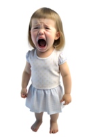 , Illustration style 3d render of A little girl was crying isolated on transparent background png