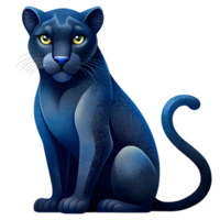 , cartoon style, Panther sit isolated on transparent background png