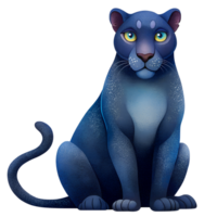 , cartoon style, Panther sit isolated on transparent background png