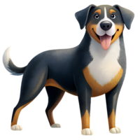 , Greater Swiss Mountain Dog is acting mischievous. isolated on transparent background png