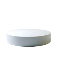 , 3d style illustration of Empty white round podium for displaying merchandise, isolated on transparent background png