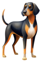 , Black and Tan Virginia Foxhound stand isolated on transparent background png