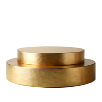 , 3d style of Empty gold round podium for displaying merchandise, isolated on transparent background png