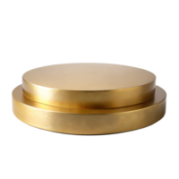 , 3d style of Empty gold round podium for displaying merchandise, isolated on transparent background png