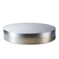 , 3d style illustration of Empty hair line silver round podium for displaying merchandise, isolated on transparent background png