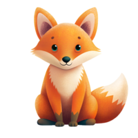 , cute Fox sitting isolated on transparent background png