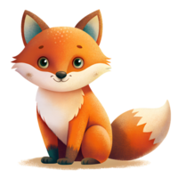 , cute Fox sitting isolated on transparent background png