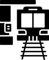 tren estación glifo icono vector