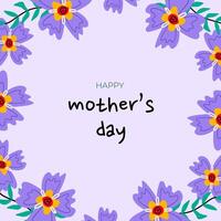 Happy Mothers day. Colorful bold purple abstract flowers. Flat illustration. Design templates for postcard, banner, poster. vector