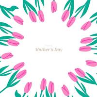 Happy Mothers Day. Elegant card with pink tulips. Design templates for postcard, banner, poster. Flat illustrations vector