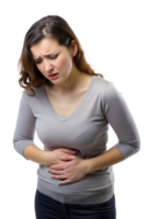 , woman having stomach ache isolated on transparent background png