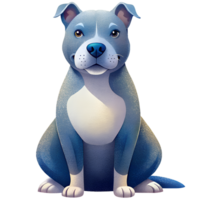 , Cartoon style illustration, American Pit Bull Terrier sitting isolated on transparent background png